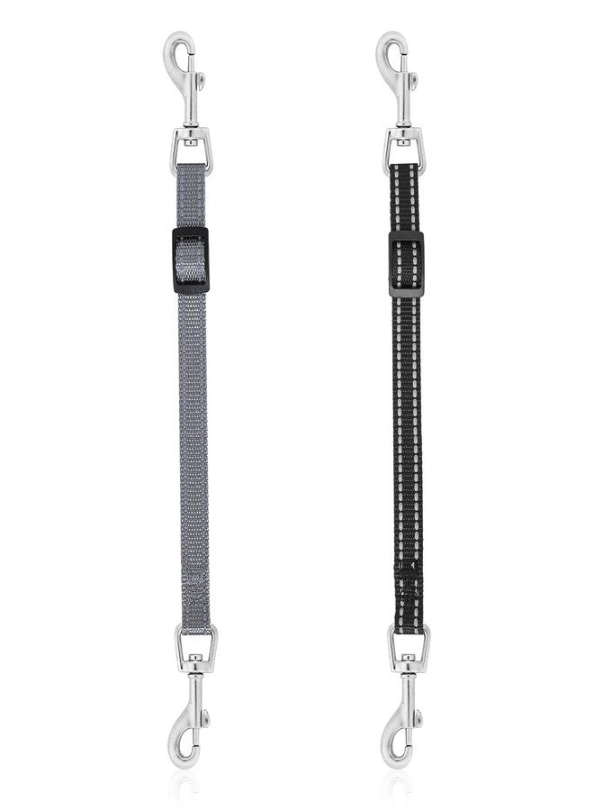 Amabro 2PCS Reflective Dog Safety Collar Clips, Adjustable Nylon Pet Collar Double Ended 360 Degree Rotatable Backup Clasp Clips Dog Collar Harness Connector (Black, Grey) - Image 1